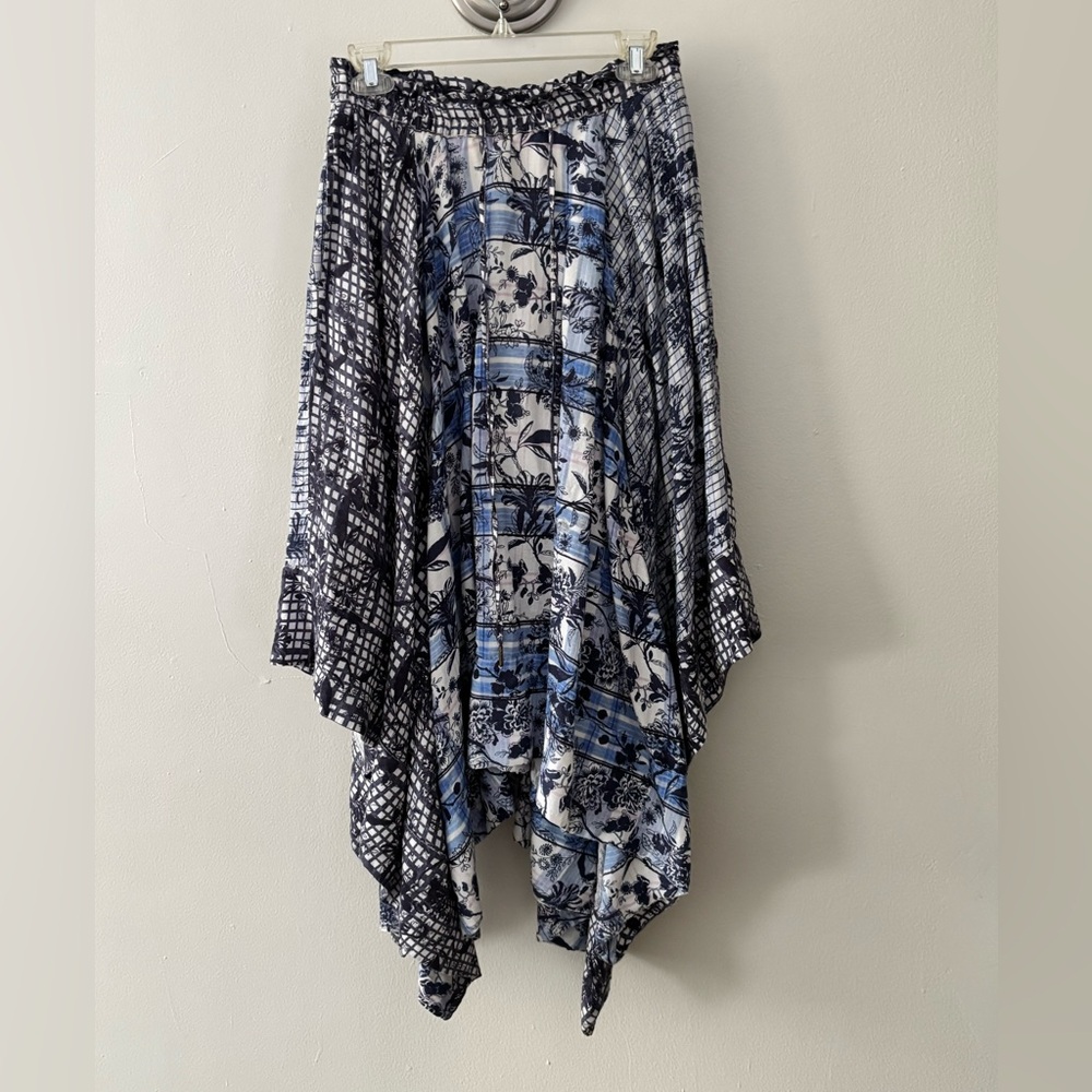 Pilcro Asymmetrical Linen Drawstring Skirt